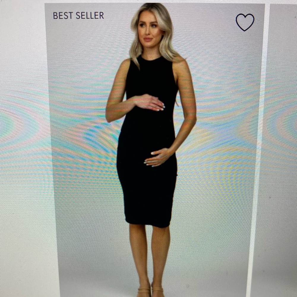 Black fitted sleeveless maternity dress.  Rayon Modal.